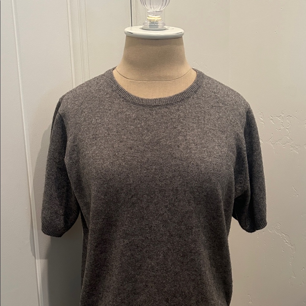 Mariele Waithe Silk/Cashmere Gray Short Sleeve Sweater - Picture 2 of 6
